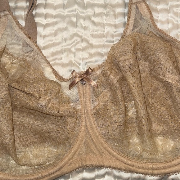 Wacoal 855186 Retro Chic Chantilly Lace Bra 32G in Toast  / Nude / Tan New - Picture 9 of 9